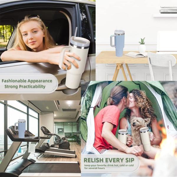 Double Walled Insulated Quencher Travel Tumbler Stanley 40 Oz Mug With Handle