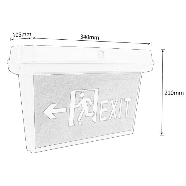 Outdoor Emergency LED Exit Light White 8W 6500K Battery Powered