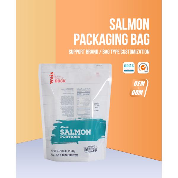 Gravure Printing Food Grade Packaging Bag Laminated Zipper Pouch With Transparent Window For salmon Fresh Meat