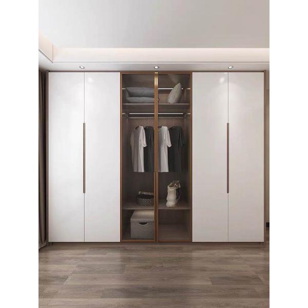High End Wood Swing Shutter Wardrobe Internal Storage Matte White Custom