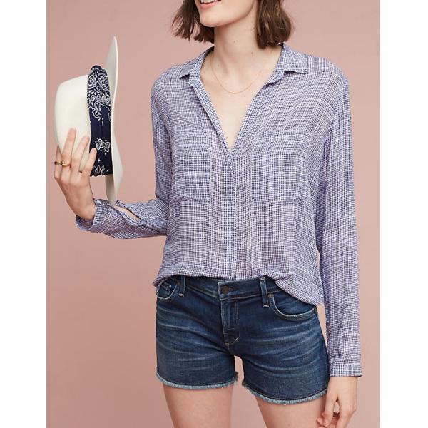 2017 Women work blouses deep v-neck long sleeve shirts for women