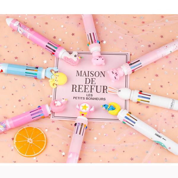 Office School Red Ink 6 Color Ballpoint Pen Cartoon Design Creative Hand Account Pen