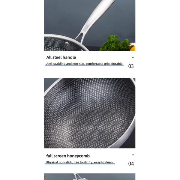 High Capacity Stovetop Frying Pan Kitchen Non Stick Stainless Steel