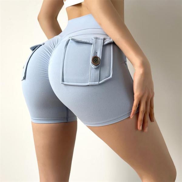 Buttocks Back Pocket Yoga Pants High Waisted Booty Scrunch Workout Shorts