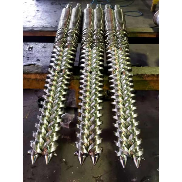 Plastic Extruder Conic Twin Screw And Barrel / Bi-metal Screw And Barrel For Double Twin Screw Extruders