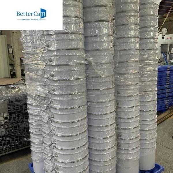 20L White Metal Paint Bucket 5 Gallon Tin Pail With Lock Ring With Rubber Gasket