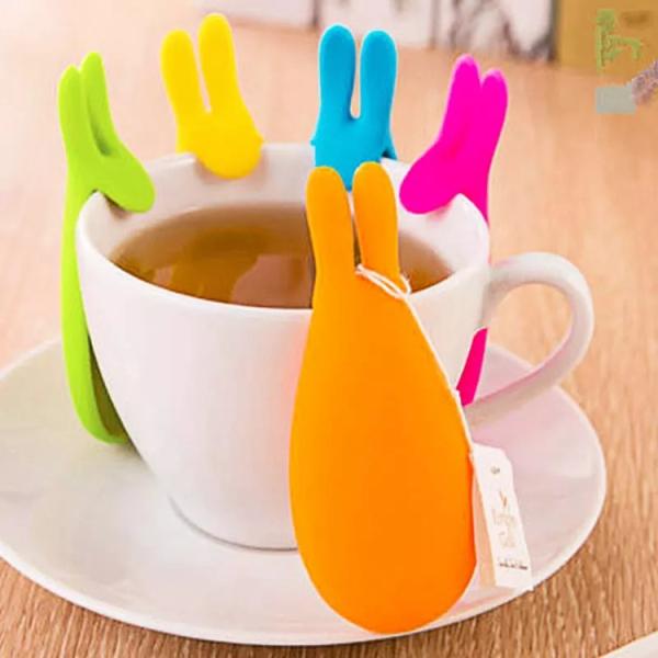 Beautiful Rabbit Tea Bag Holder Cute Silicone Cup Hanging Tool Gift Coffee Tea Spoon Holder