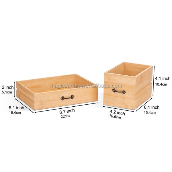 Countertop Bamboo Wooden Makeup And Jewelry Drawer Organizer Box