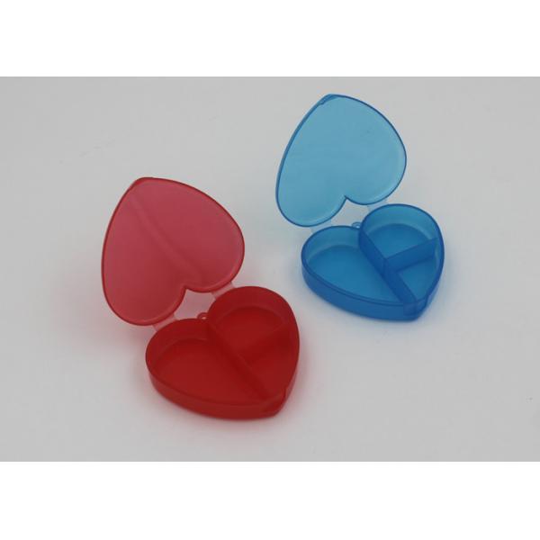 3 Compartments Mini Plastic Pill Case For Travel Heart Shaped LFGB FDA Passed