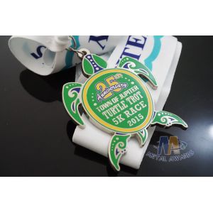 Sea Turtle Design Custom Imitation Hard Enamel with Sublimated Ribbon