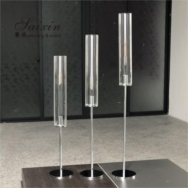 Three Piece Golden Tall Metal Candle Holders Set Candlesticks Small 45CM