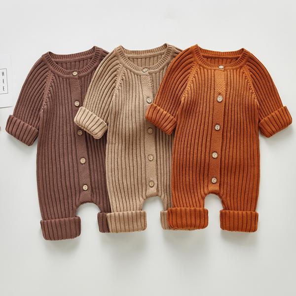 Winter Custom 100% Cotton Sweater Baby Boys Girls Infant Jumpsuit Bodysuit