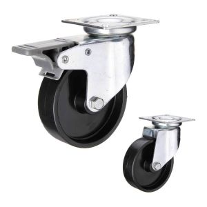 Black 60kg Loading 80mm Industrial Casters For Trolley