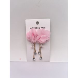 Quality Pink Flower Earring with Dimond Pendant for Kids for sale