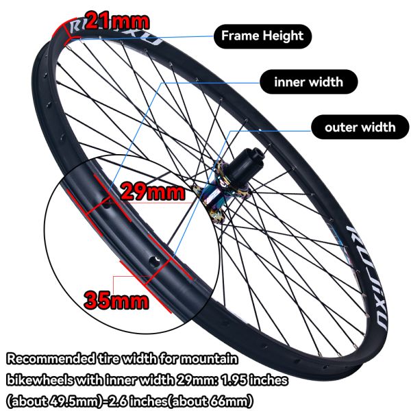 Durable 6061 Aluminum Alloy Mountain Bike Wheelset with 7075 Hub Six Pawl Three Tooth and Steel Axle