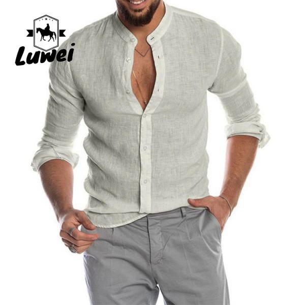 Casual Men Shirts Apparel Cotton Single Breasted Long Sleeve Print Shirts
