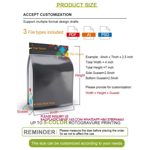 Mylar Packaging Bags For Small Business Sample Bag Smell Proof Resealable Zipper Pouch