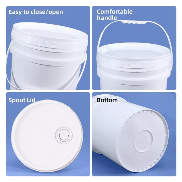 Durable Lightweight Round Plastic Bucket With Lid Color Customization