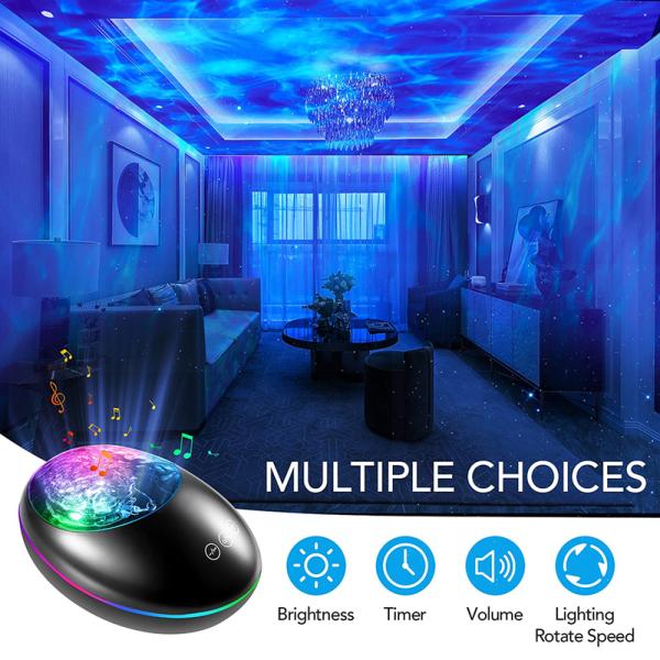 2in1 Decor Galaxy Projector Night Light Ocean Wave Galaxy Projector Speaker