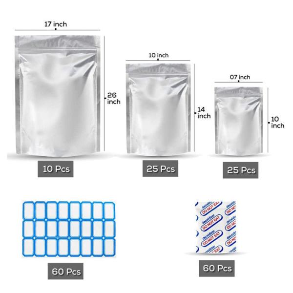 Heat Resistant 7.4 Mil Aluminum Foil Mylar Bags Airtight Fresh Save Vacuum Sealing