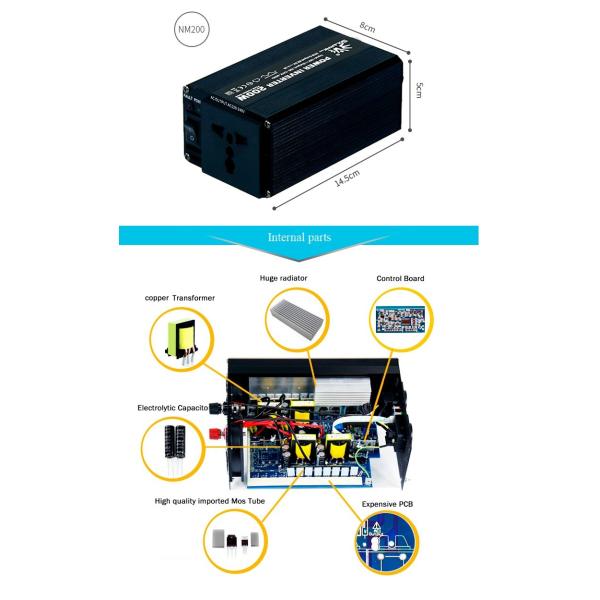 14.5x8x5CM Modified Sine Wave Power Inverter 200W DC 12 Volt To AC 120 Volt