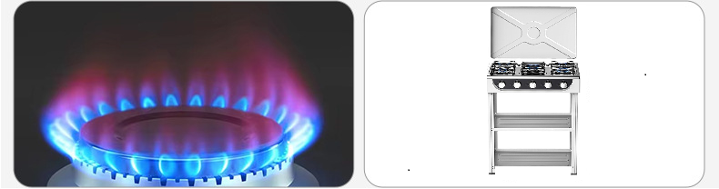 Free Standing 5 Burner Range Cooker With Iron Lid LPG Gas Powered Portable For Outdoor