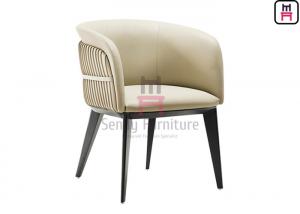Quality Tufted Leather Wood Restaurant Chairs Padded Upholstery H77cm for sale