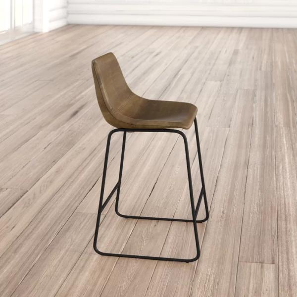 Hotel Restaurant Bucket Seat Style Bar & Counter Stool Iron Base With Adjustable Foot Nail