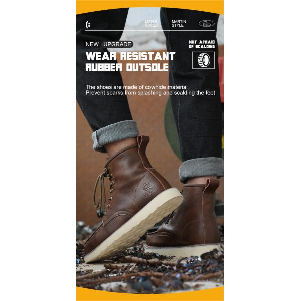 Kevlar Midsole Rubber Work Shoes In Brown Cowhide For Superior Safety Features