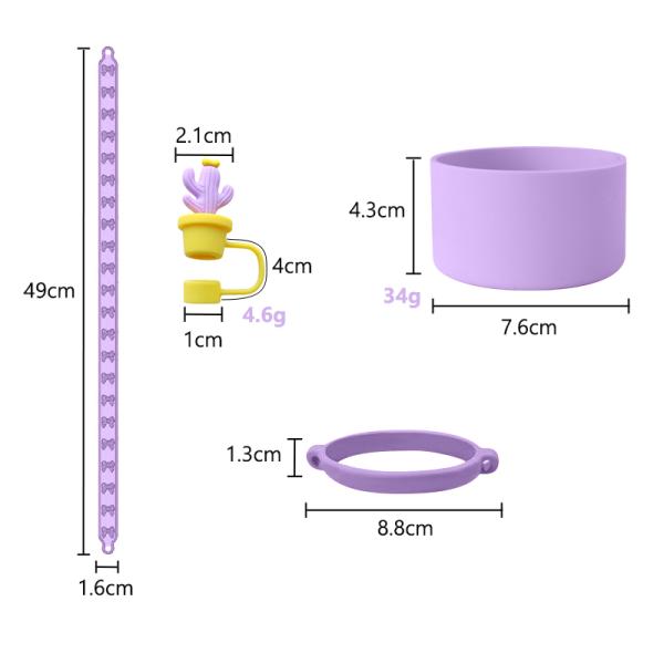 30oz 40oz Tumbler with Handle Anti-scratch Silicone Cup Sleeve and Anti-slip Water Bottle Handle Strap