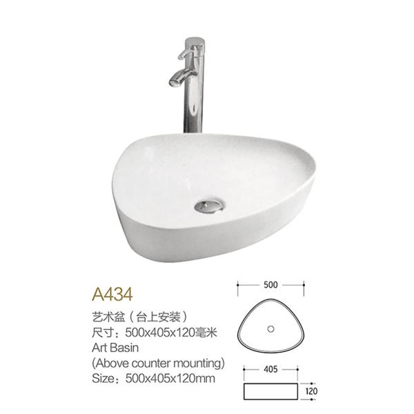Polished Surface Counter Top Bathroom Sink White And Black Color Triangle Surface