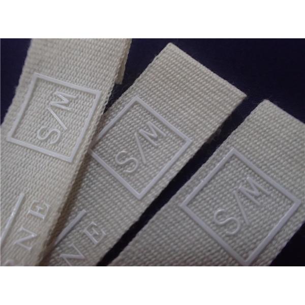 White Printed Fabric Labels With Silicone Logo For Sports Clothing Patches