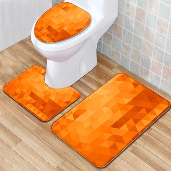 Halloween Polyester Fiber Toilet Mat Set Bathroom Three Piece Bath Rug Set