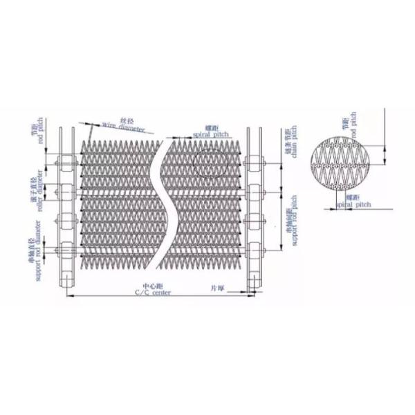 400mm 500mm Metal Wire Mesh Conveyor Flat Flex Belt With Chain