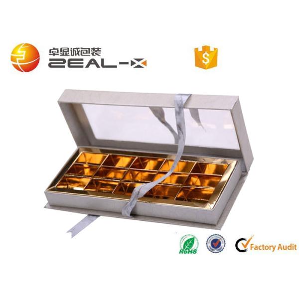 Food Grade Paper Gift Box CMYK / Pantone Colors Chocolate Packaging With PVC Window