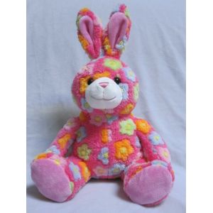 Quality Rose / Blue Stuffed Easter Bunnies Soft Push Toys Custom Made for sale