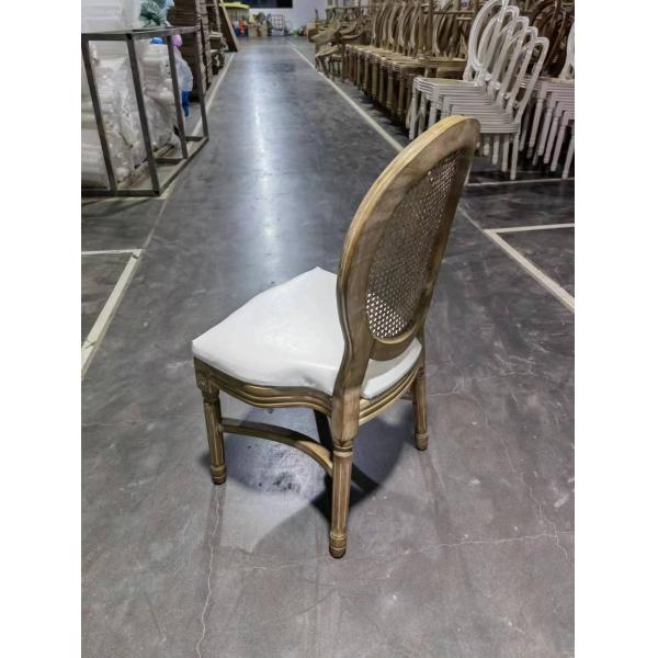 PU Leather Covered French Vintage Style Dining Chair with Stackable Design and Solid Wood