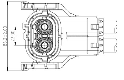 FHV 2-Pin High Current Connector 250A 1000V Waterproof for EV Battery