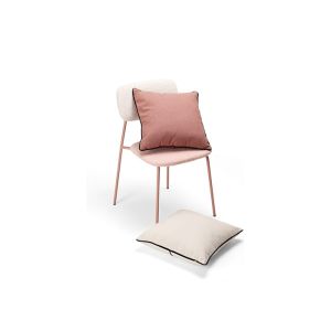 Quality Stacked Metal Legs Dining Chair Thicker Pipe Pink Fabric for sale