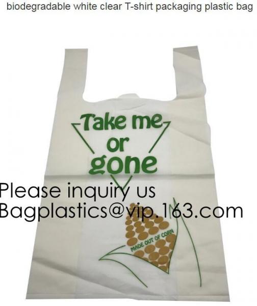 Customized Carry Out Jumbo T Shirt Bags OEM Biodegradable Corn Starch Bio Compostable Bags For Shopping