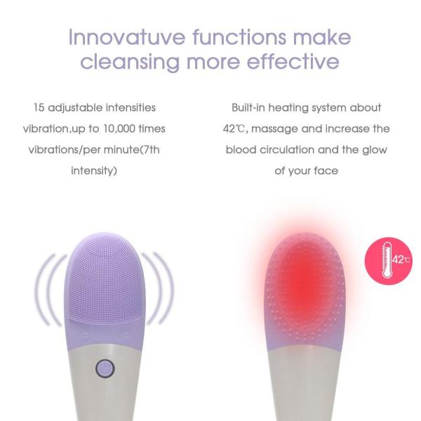 Electric Waterproof Silicone Face Pore Cleanser Massager Facial Cleansing Brush