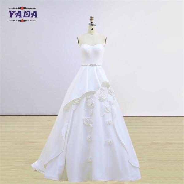 Elegant vintage handmade appliqued korean style dress strapless dresses latest bridal wedding gowns