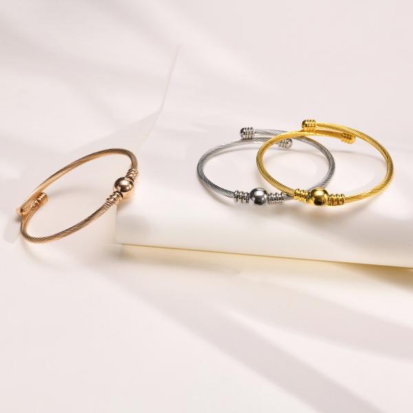 Stainless Steel Adult Gold Bracelet Bangle With Channel Setting Inlay