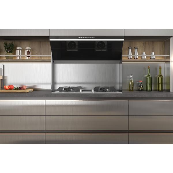 Gray Gloss Modular Stainless Steel Kitchen Cabinet Set Modern L Shaped