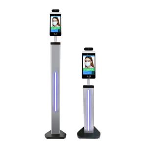 China Floor Standing Face Recognition Temperature Measuring Kiosk With 8 LCD Display on sale
