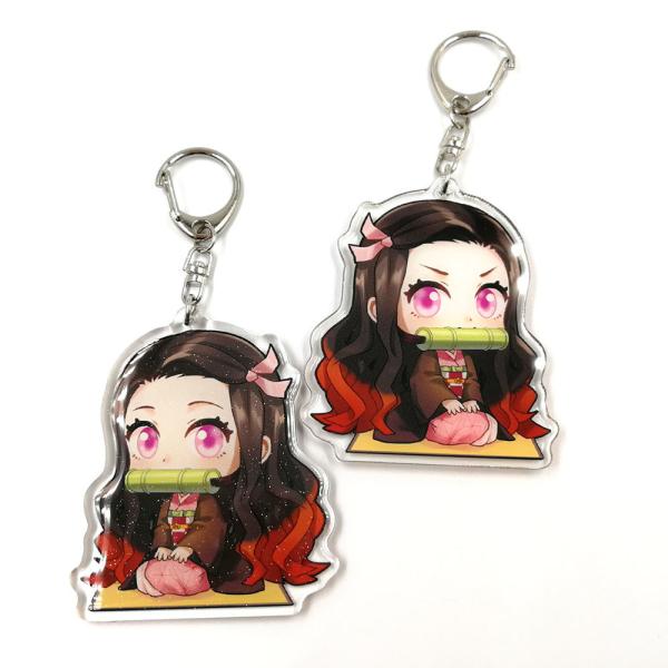Custom Clear Printed Double Glitter Epoxy Resin Acrylic Charms Keychain for Gift with Star Clasp