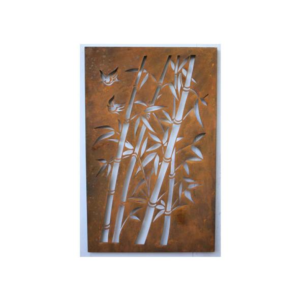 Corten Steel Metal Wall Sculpture Bamboo Pattern For Commercial Receptions