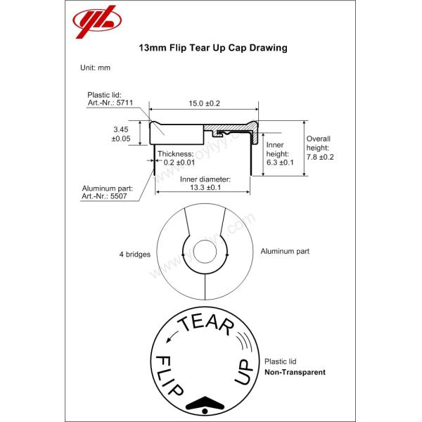 13mm Multi Color Aluminum Plastic Caps , GMP Standard Tear Off Seal