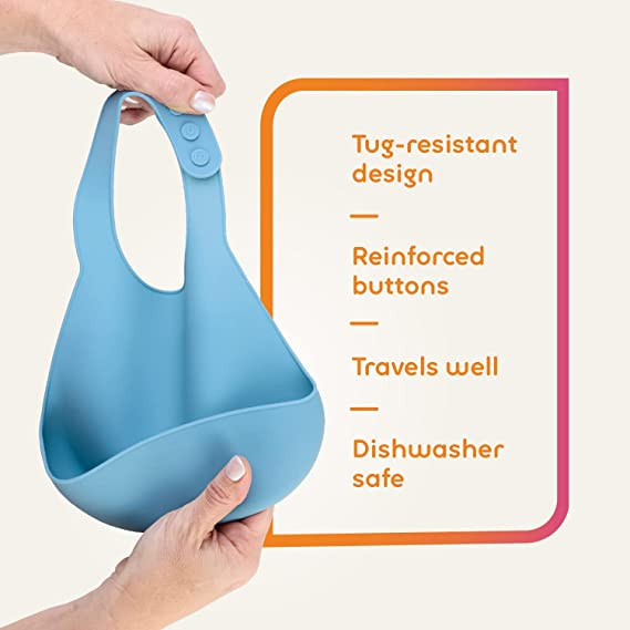 Nontoxic Odorless Silicone Baby Bib , Shatterproof Silicone Bib Catcher
