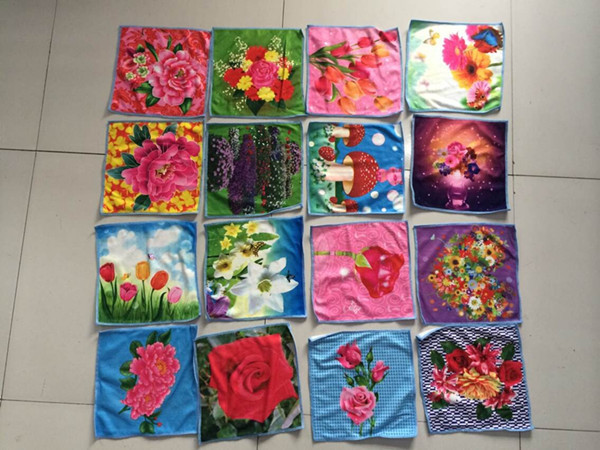 full color sublimation print microfiber small square tower for kitchen